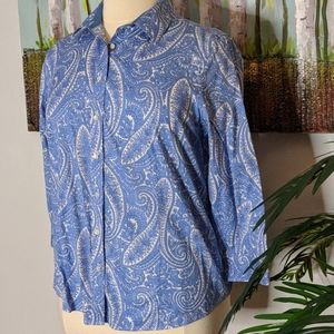 Talbot's Cornflower Blue Paisley Blouse